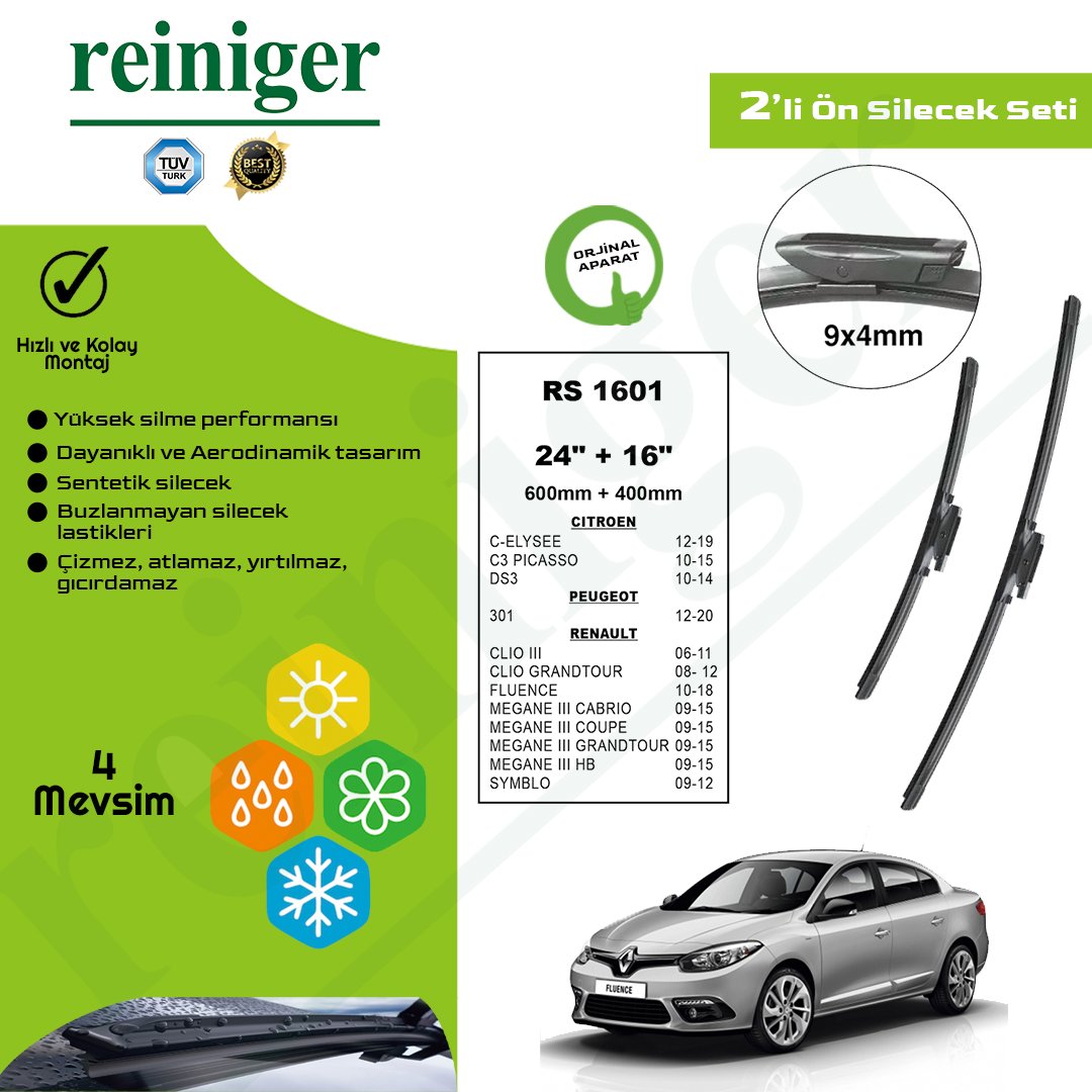 Reiniger Renault Fluence (2010-2018) Ön Silecek Takımı