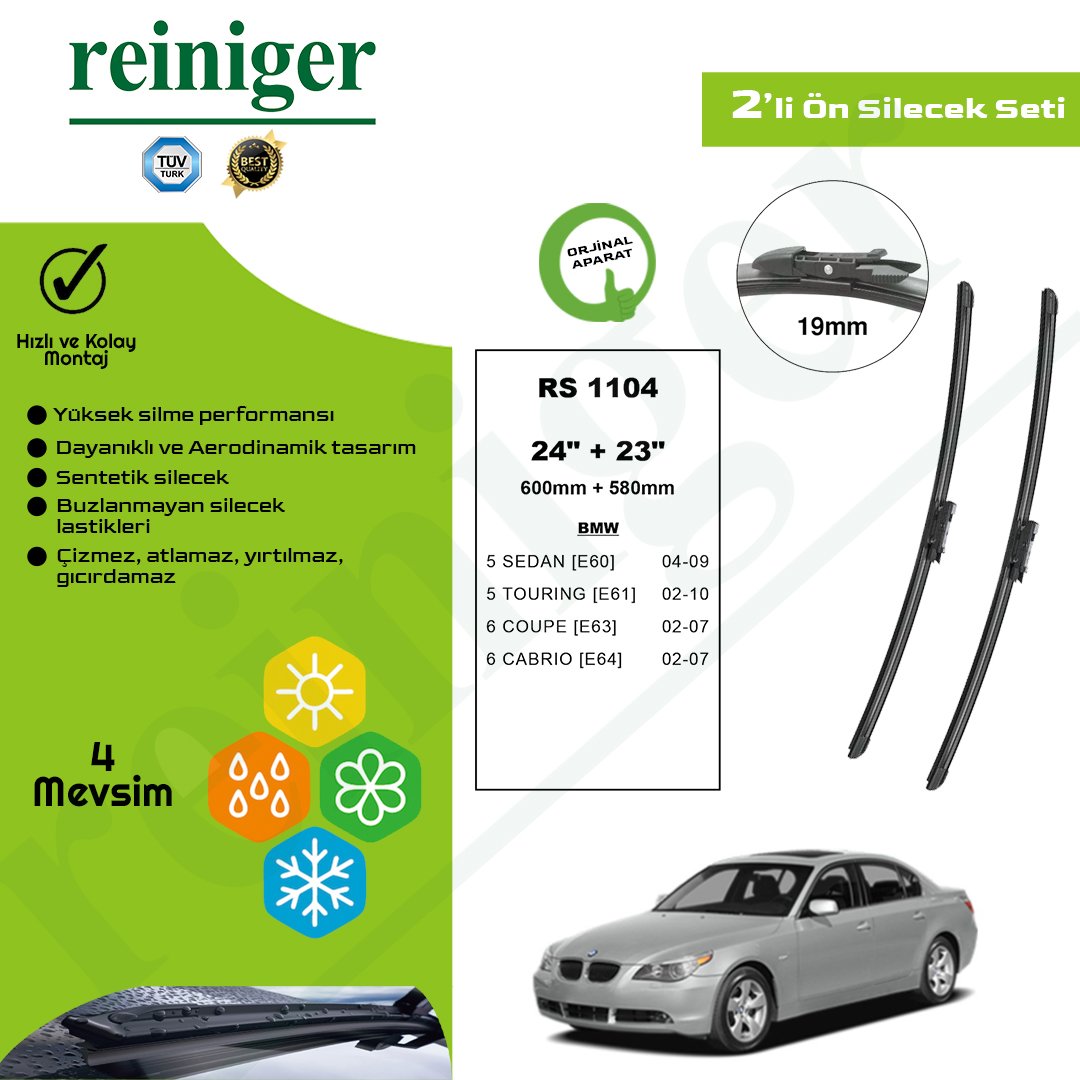 Reiniger BMW 4 Serisi (E60, E61, E63, E64) (2004-2009) Ön Silecek Takımı