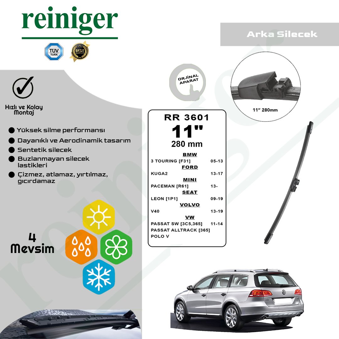 Reiniger Volkswagen Passat Alltrack B7 (365) (2011-2014) Arka Silecek Süpürgesi