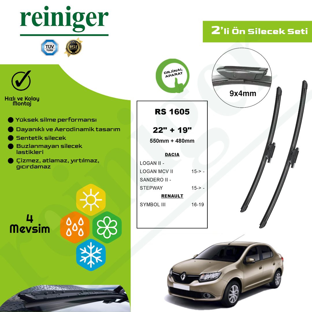 Reiniger Renault Symbol 3 (L8-L8AJ) 1.5 dCi (2016-2019) Ön Silecek Takımı
