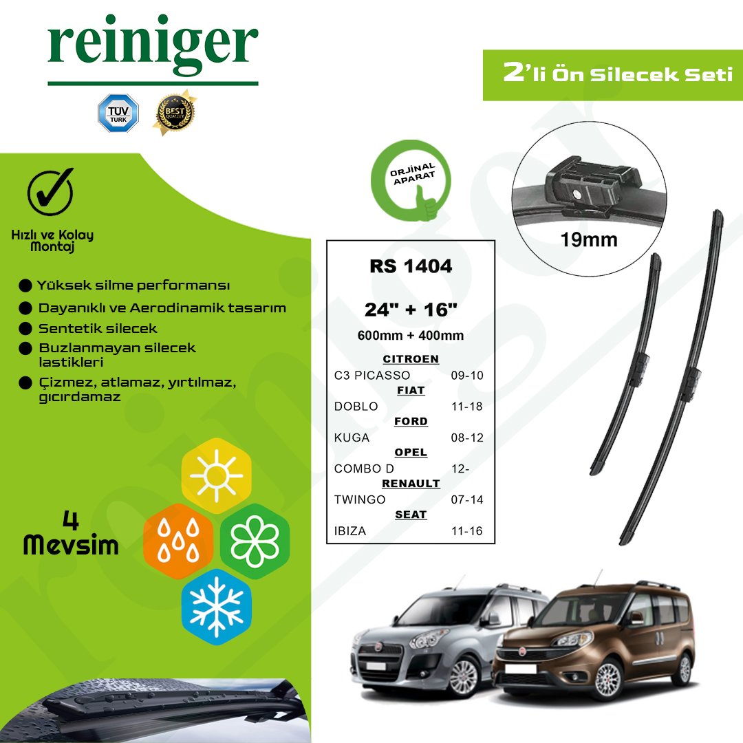 Reiniger Fiat Doblo (2011-2018) Ön Silecek Takımı