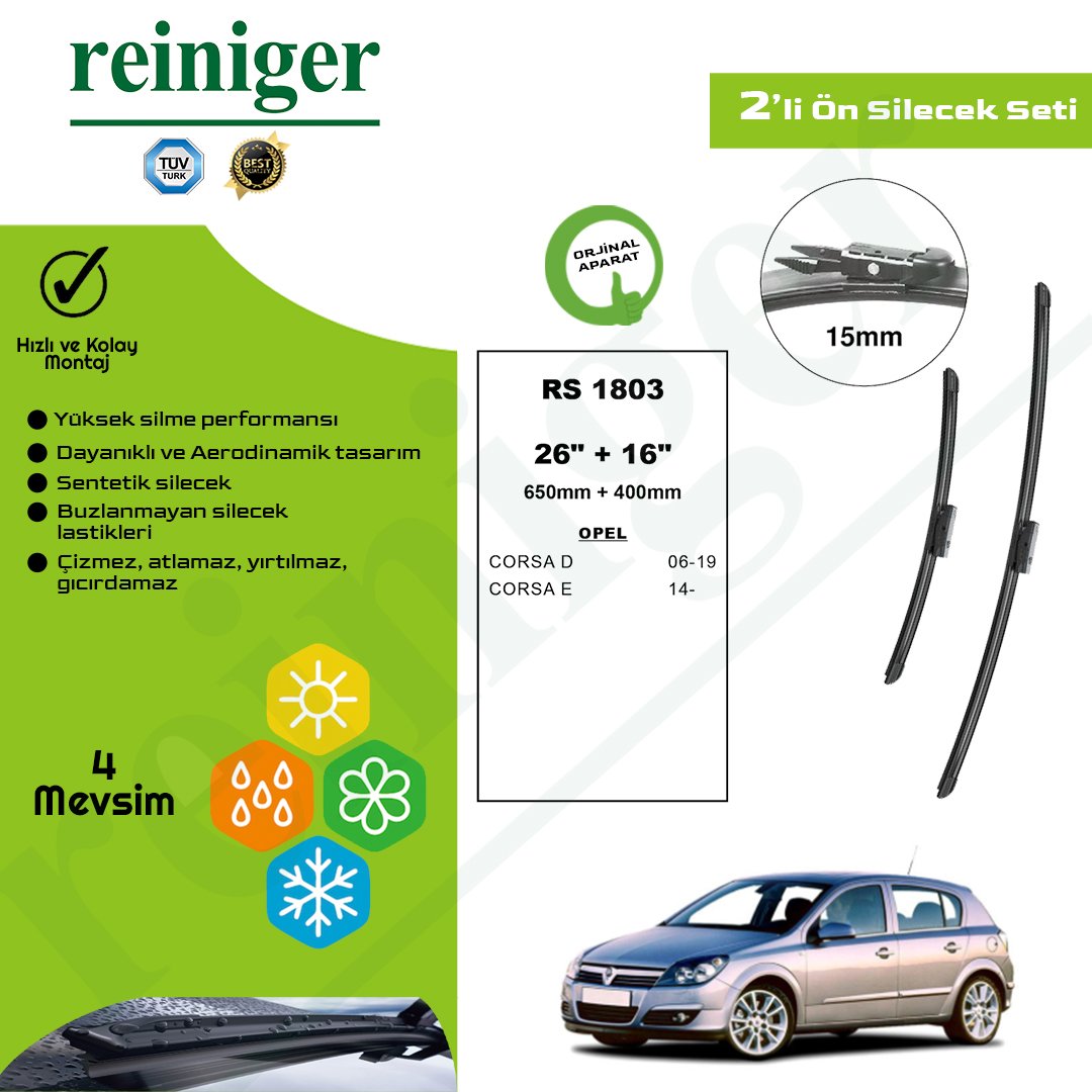 Reiniger Opel Corsa (2006-2019) Ön Silecek Takımı