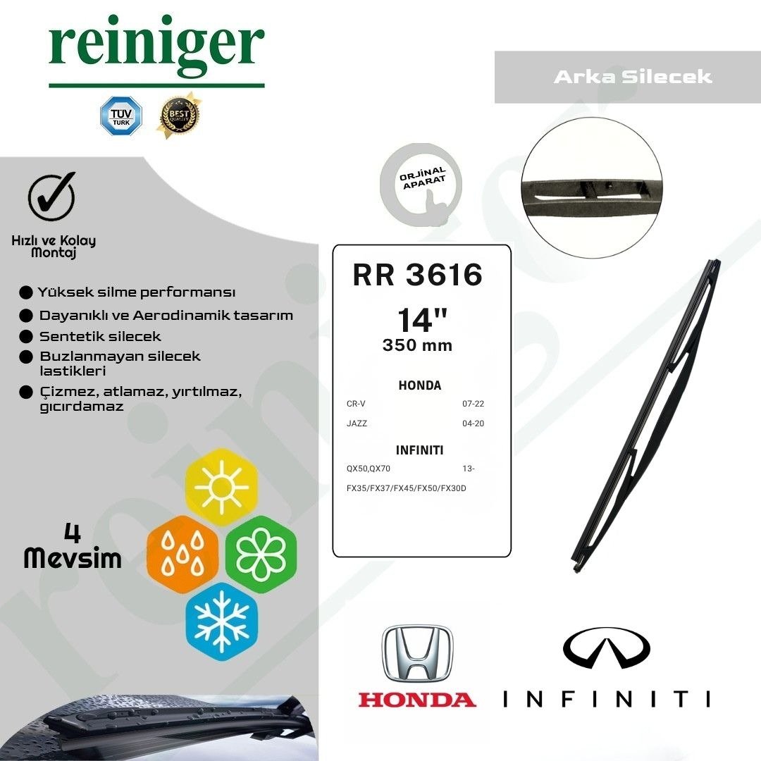 Reiniger Honda CR-V (07-2022), Jazz (04-2020), Infiniti QX, FX (2013-...) Arka Silecek Süpürgesi