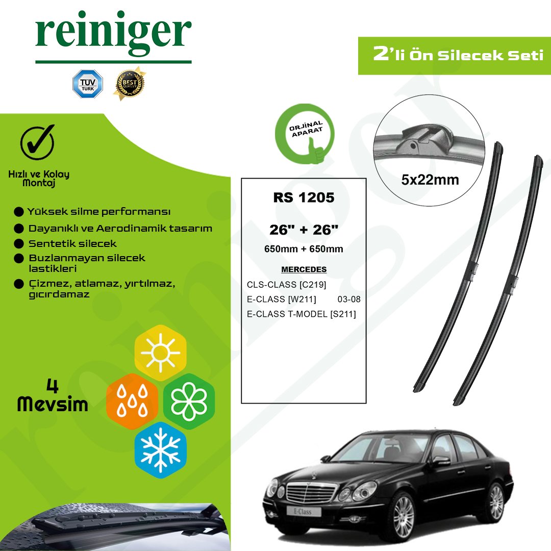Reiniger Mercedes E Classe (C219, S211) (2003-2008) Ön Silecek Takımı