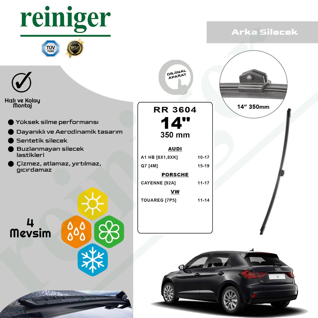 Reiniger Audi A1 (8X1, 8XK) (2010-2017) Arka Silecek Süpürgesi