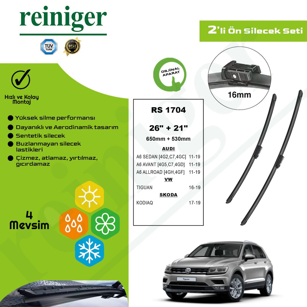 Reiniger Volkswagen Tiguan (2016-2019) Ön Silecek Takımı