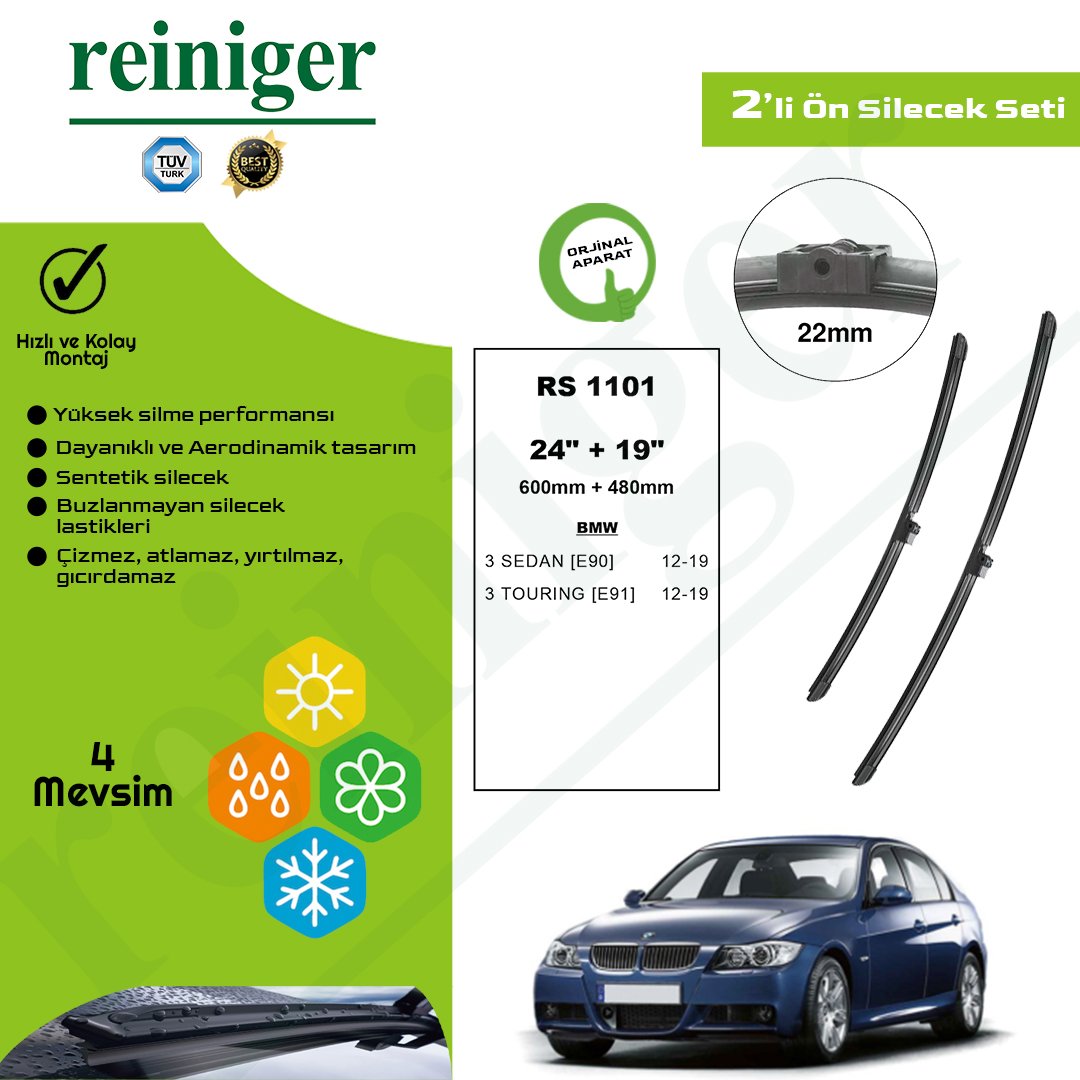 Reiniger BMW 3 Serisi (E90, E91) (2005-2009) Ön Silecek Takımı