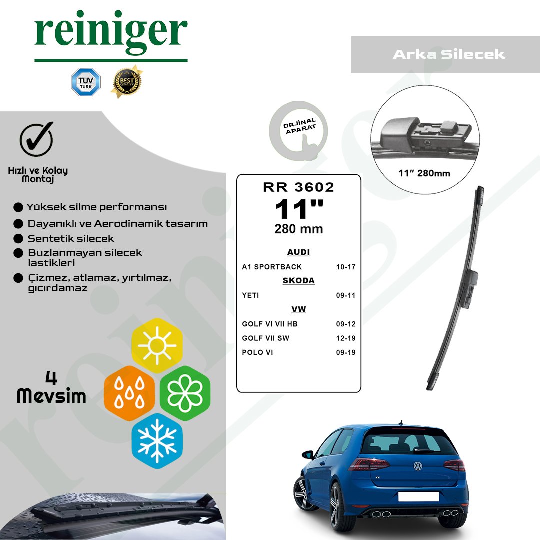 Reiniger Volkswagen Golf VII (5G1, BQ1, BE1, BE2) (2012-2019) Arka Silecek Süpürgesi