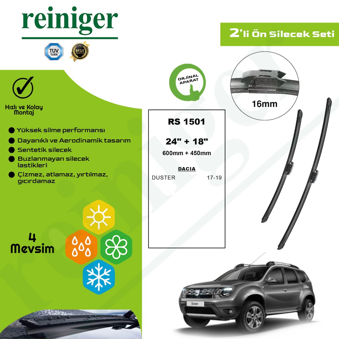 Reiniger Dacia Duster (2017-2019) Ön Silecek Takımı