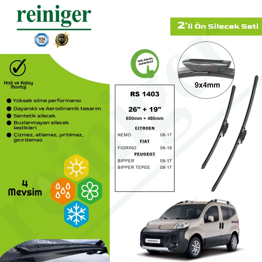 Reiniger Fiat Fiorino (2008-2019) Ön Silecek Takımı