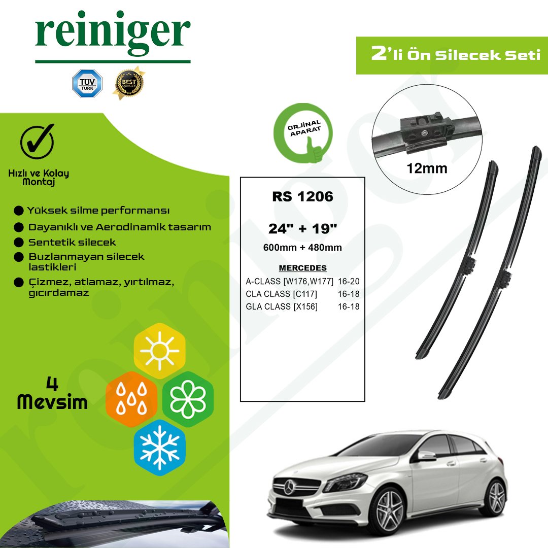 Reiniger Mercedes A Classe (C117, W177) (2018-2020) Ön Silecek Takımı
