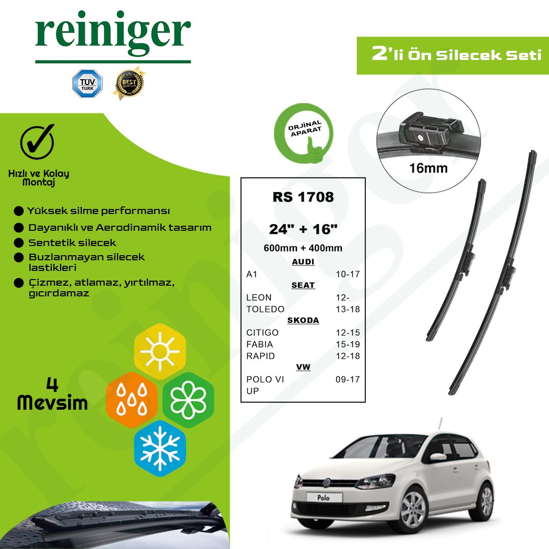 Reiniger Volkswagen Polo (2009-2017) Ön Silecek Takımı