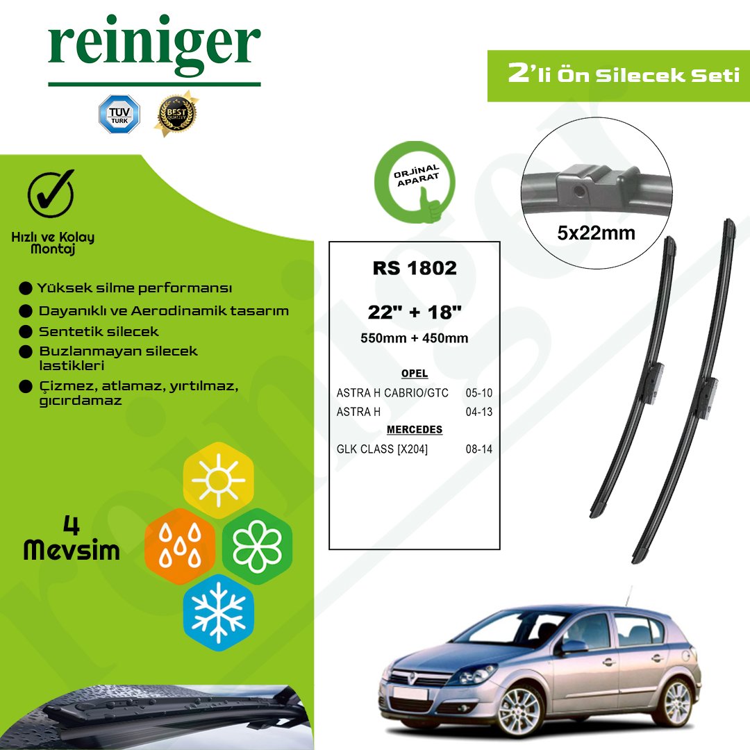 Reiniger Opel Astra H (2004-2013) Ön Silecek Takımı