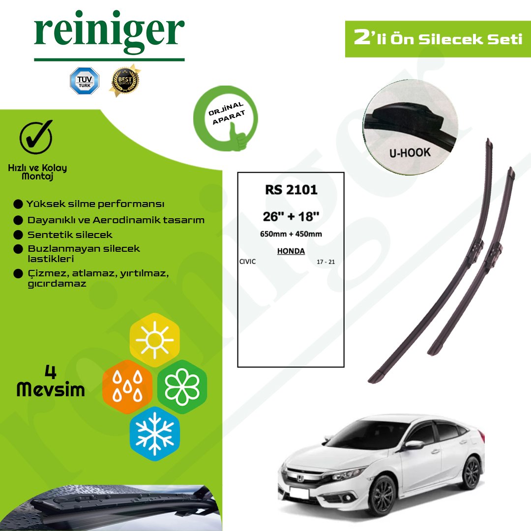 Reiniger Honda Civic (2017-2021) Ön Silecek Takımı