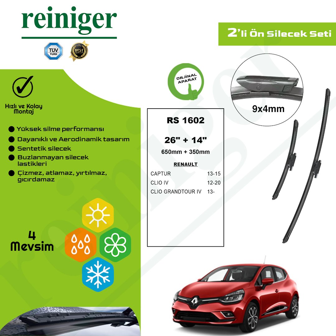 Reiniger Renault Clio 4 (2012-2019) Ön Silecek Takımı